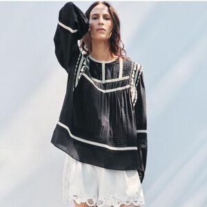 Zara Black and White Blouse